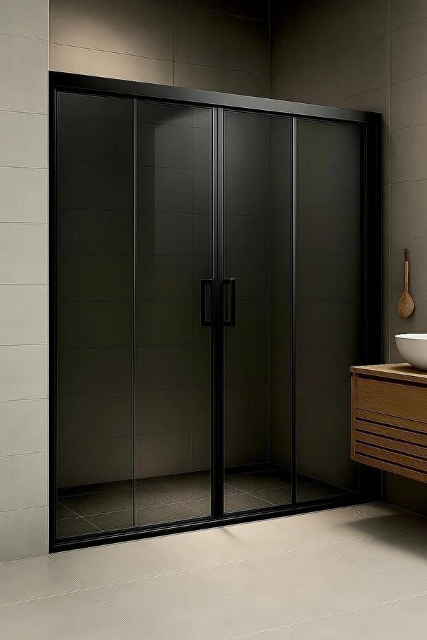 Ön Cephe Elegant Seri Füme Temperli Cam Siyah Profil Duşakabin 190 cm